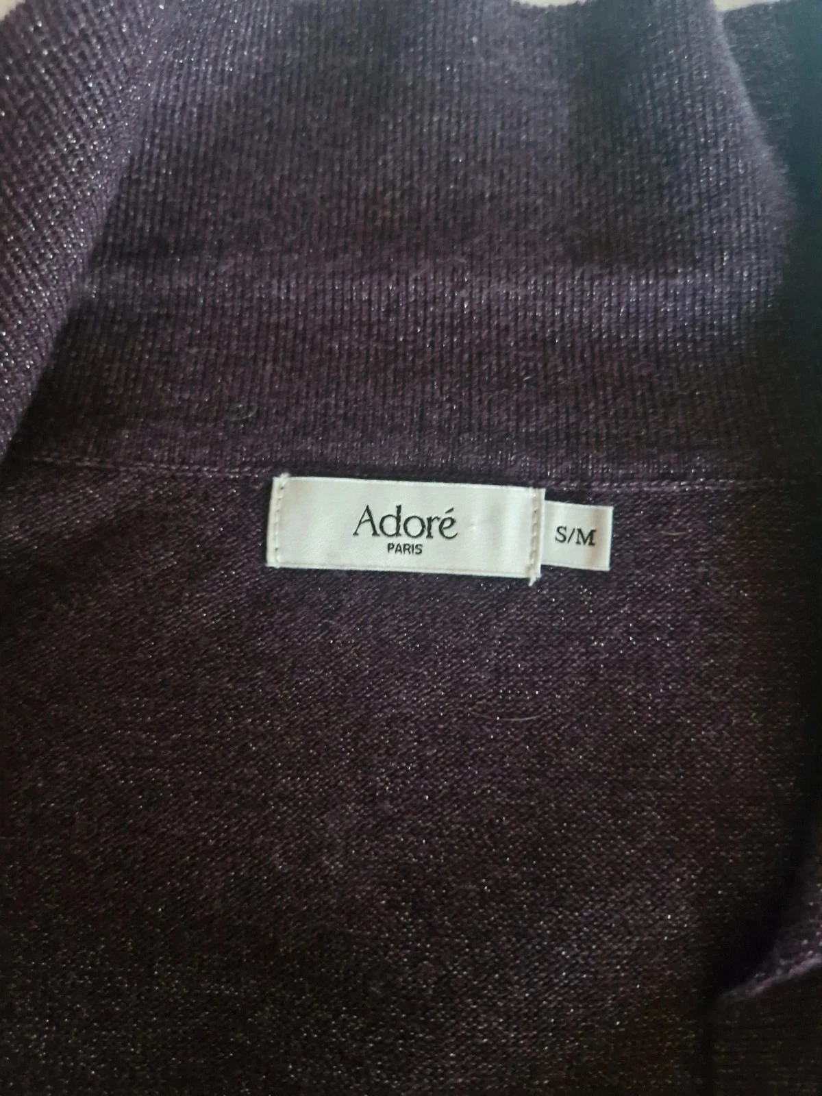 Adoré Paris S/M plum purple fine knit polo collar long sleeves polo shirt – photo 5